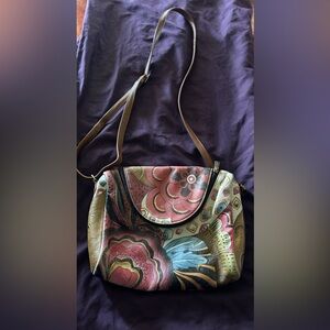 Anuschka Crossbody Bag tribal floral hand painted